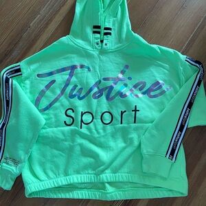 Justice Neon Green Hoodie with Black Accents